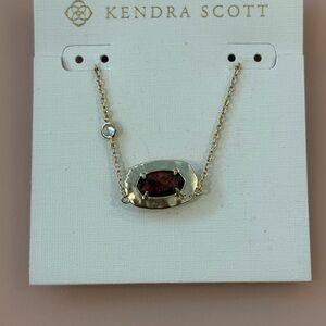 Kendra Scott Gold Necklace with Deep Red Stone